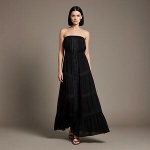 Chic Strapless Black Evening Dress